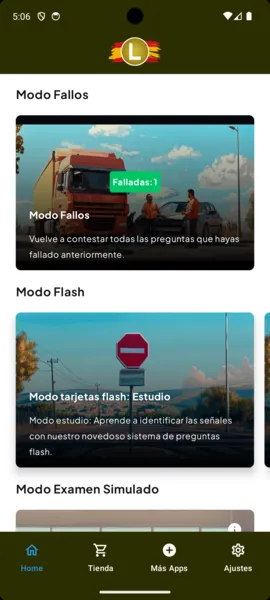 Tarjetas de Modo Fallos y Modo Flash, con ilustraciones de camiones.